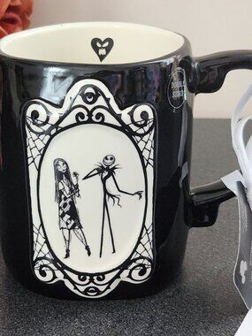 Rae Dunn Love You To Death Jack Skellington & Sally Black Mug